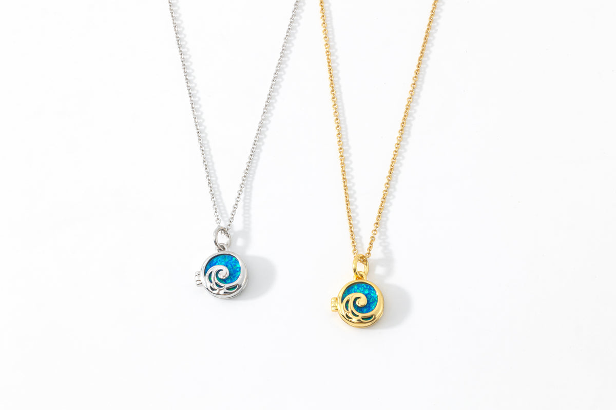Opal Ocean Wave Locket Necklace