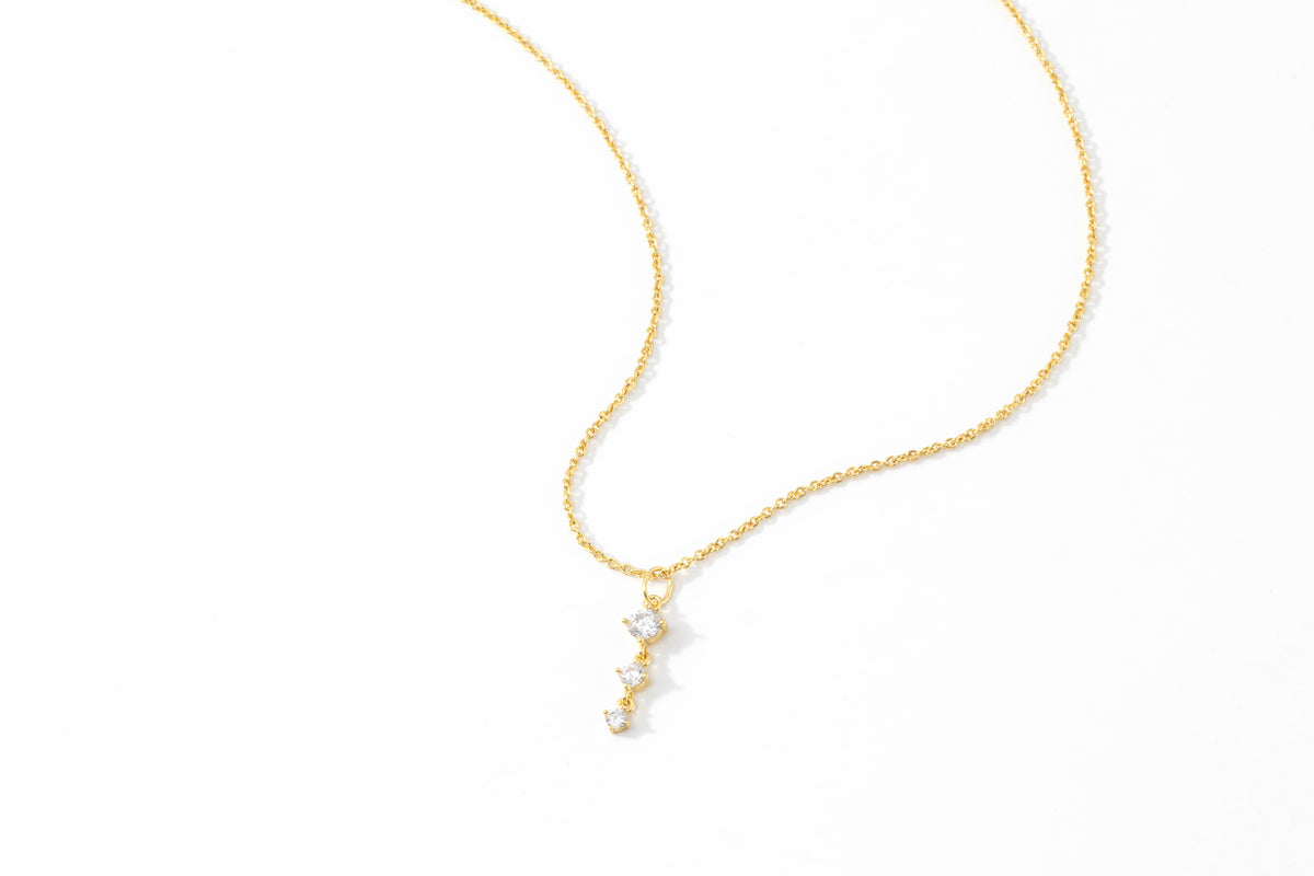 Three Stone Drop Pendant Necklace