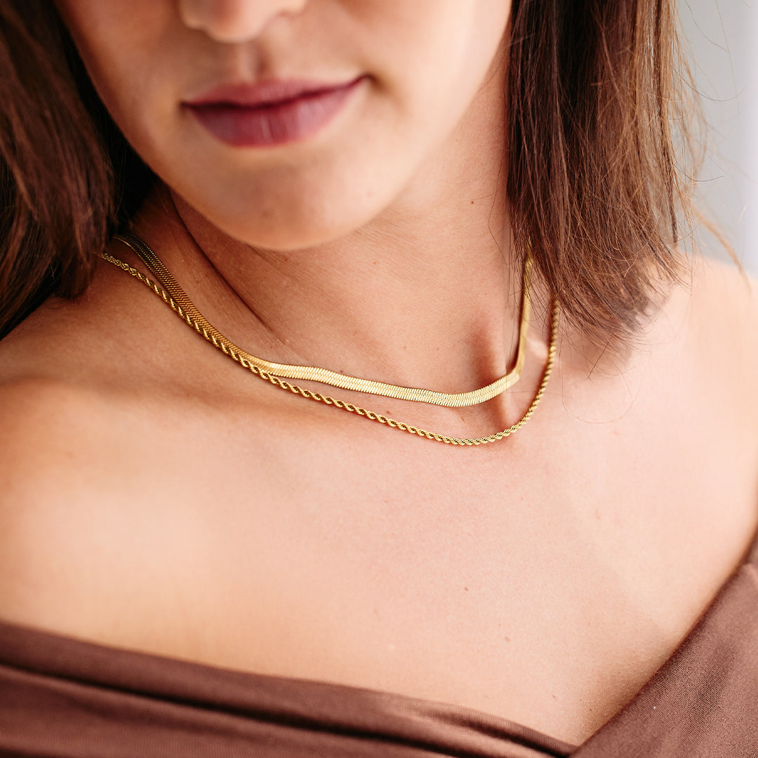 Herringbone Gold Chain Necklace