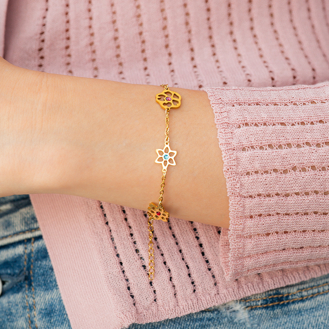 Personalized Birth Flower Charm Bracelet
