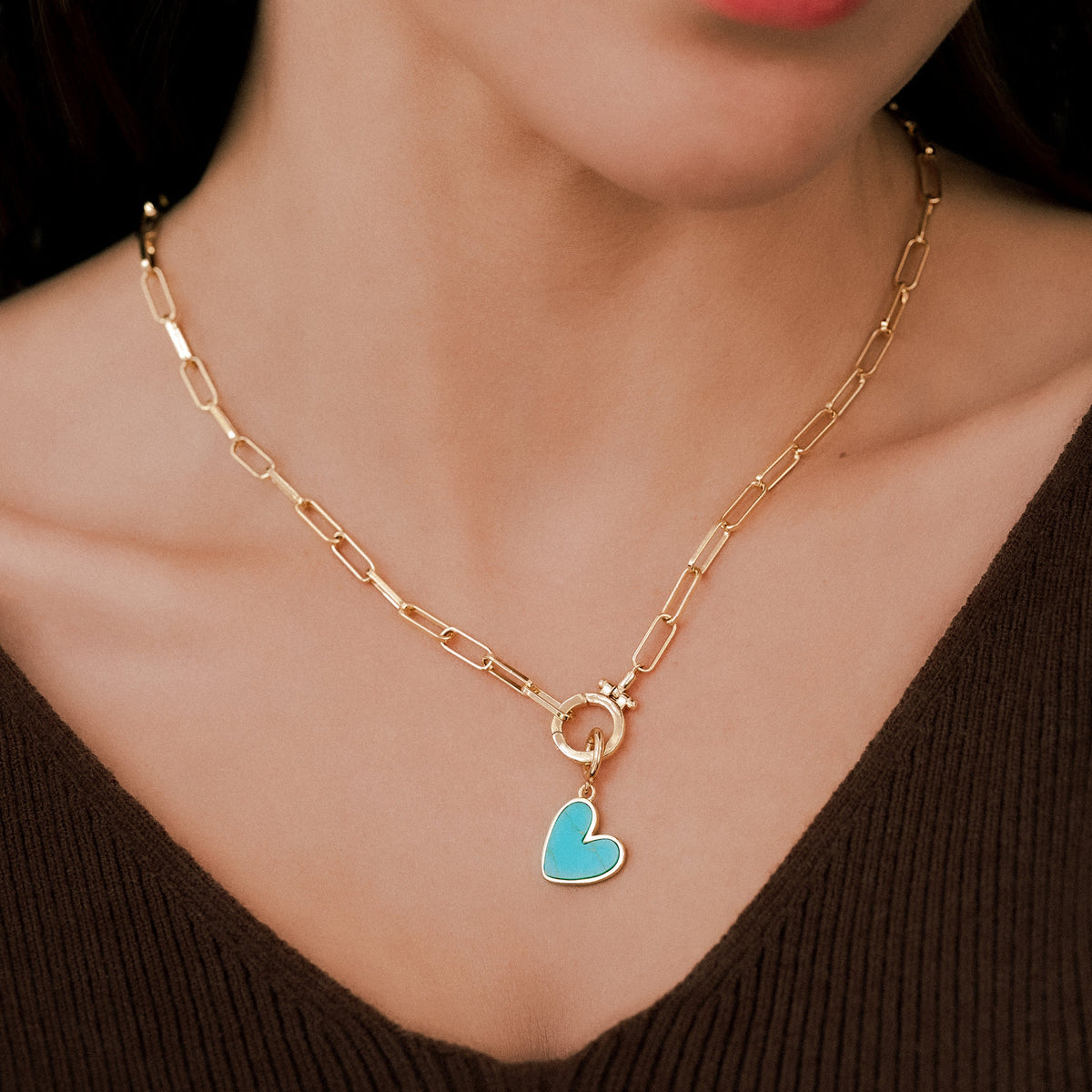 Natural Stone Heart Charm