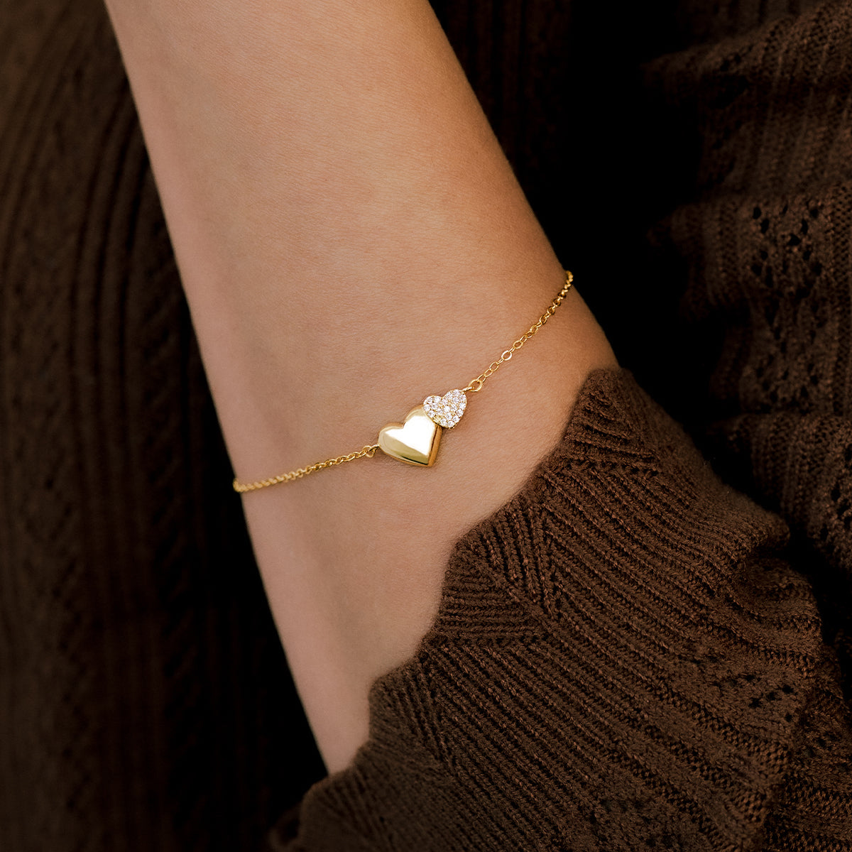 Gold Heart Pavé Bracelet
