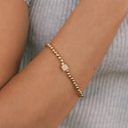 Gold Beaded Block Initial Bracelet