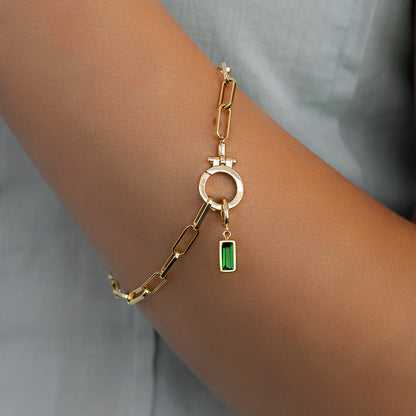 Dainty Baguette Birthstone Charm