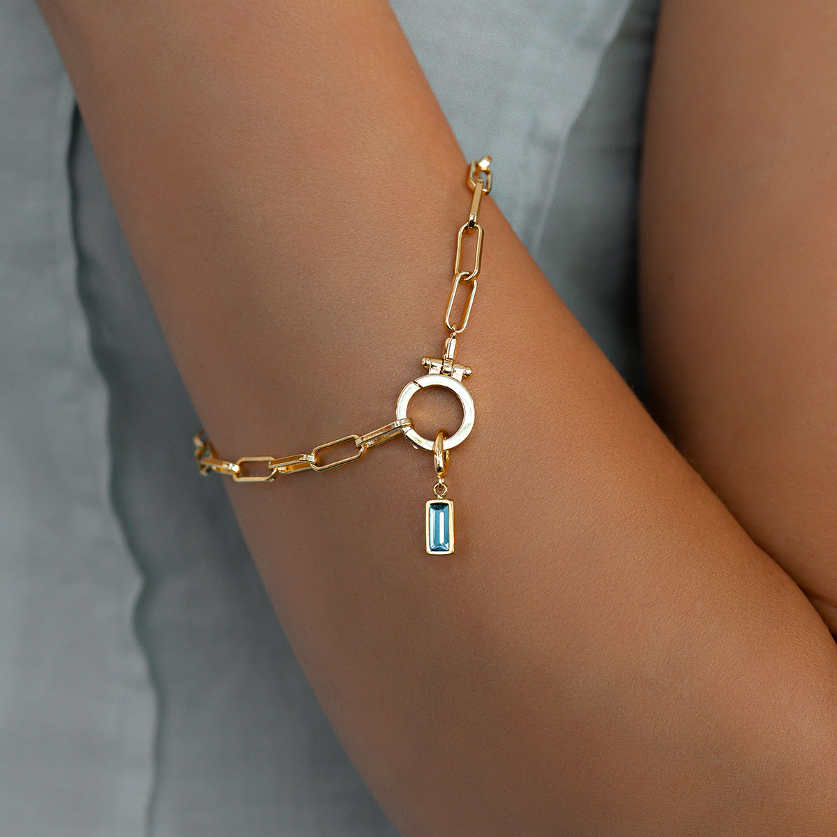 Dainty Baguette Birthstone Charm