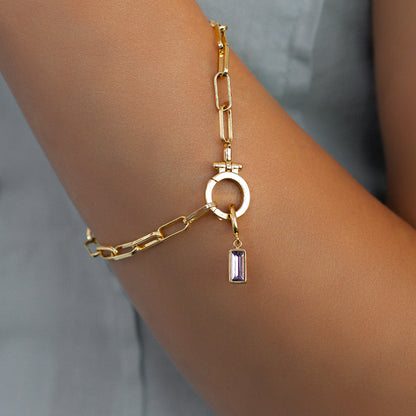 Dainty Baguette Birthstone Charm