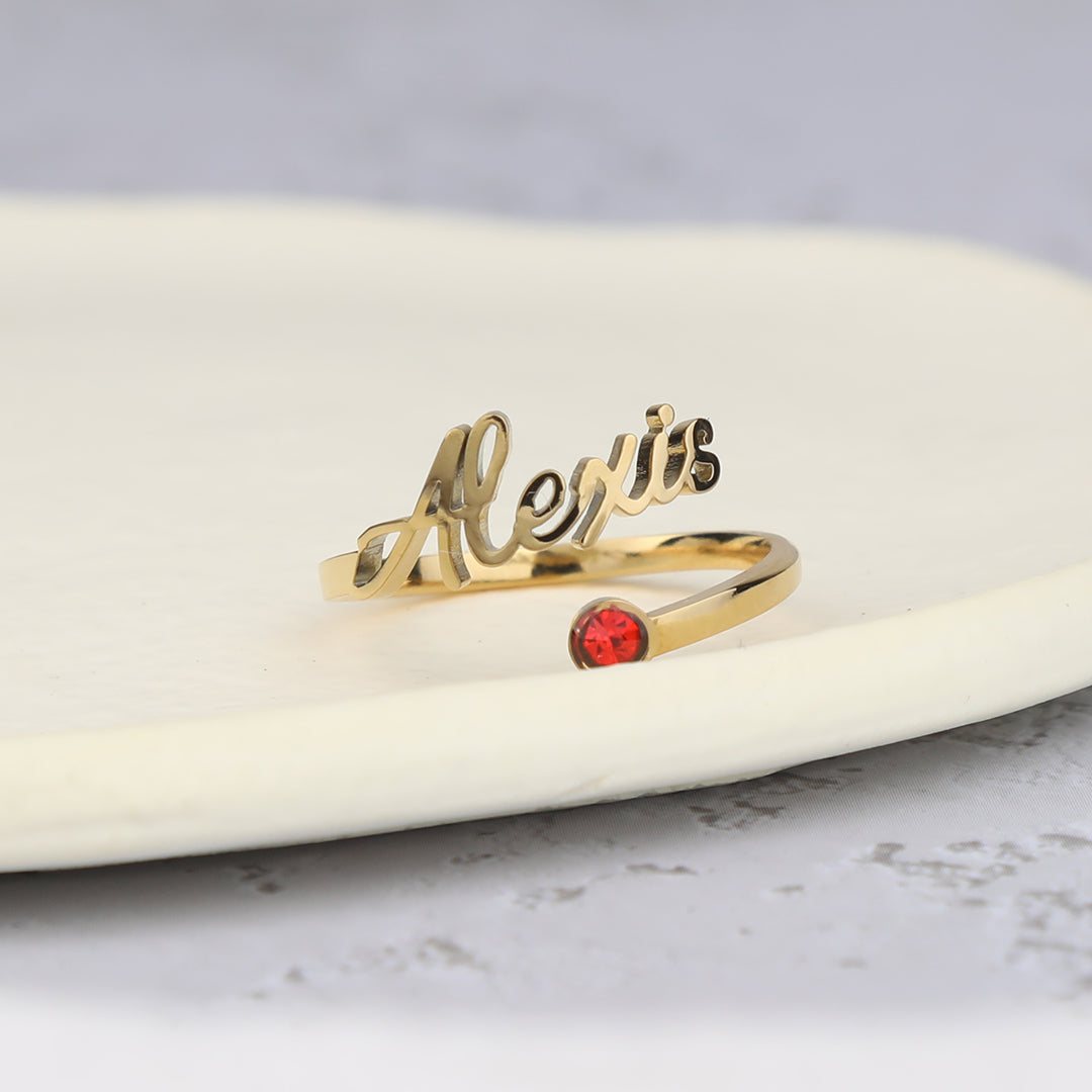 Custom Name Birthstone Ring