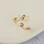 Custom Name Birthstone Ring