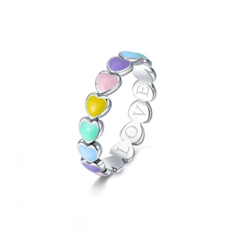 Rainbow Heart Band Ring