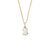 Raw Moonstone Pave Link Pendant Necklace