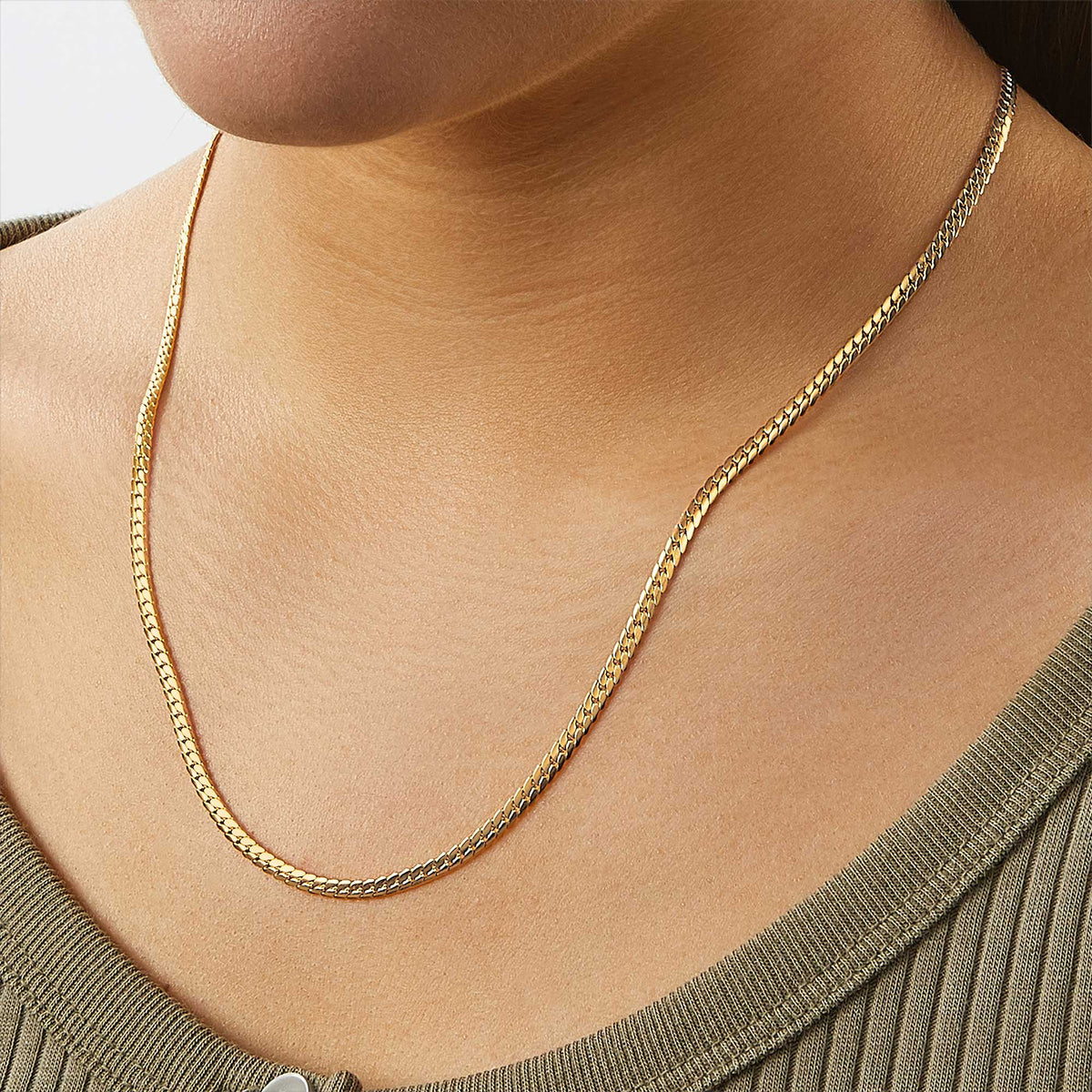Herringbone Gold Chain Necklace