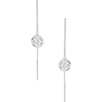 Moissanite Bezel-Set Pull Through Drop Earrings