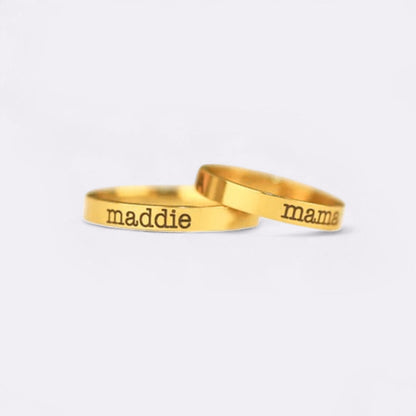 Engraved Stackable Name Ring | 3mm Band