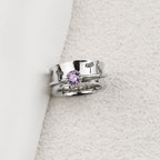 Silver Dandelion Birthstone Spinning Fidget Ring