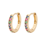 Rainbow Gemstone Huggie Hoop Earrings