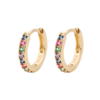 Rainbow Gemstone Huggie Hoop Earrings