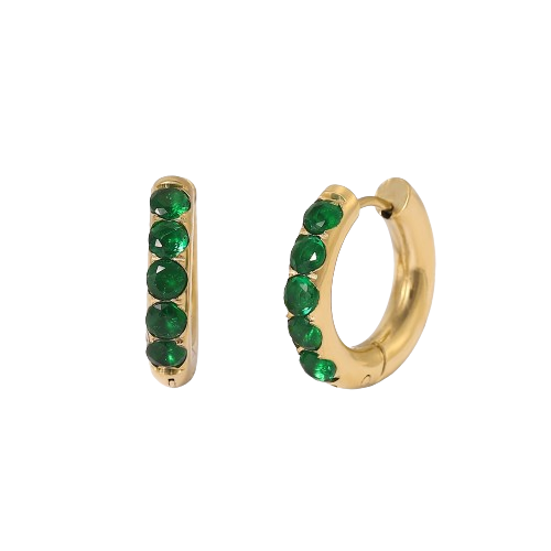 Chunky Gemstone Huggie Hoop Earrings
