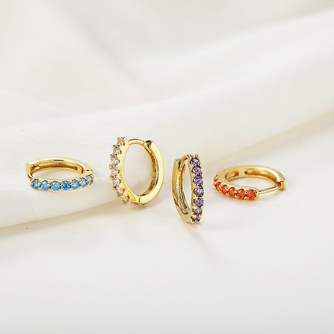 Gemstone Sleeper Huggie Hoop Earrings