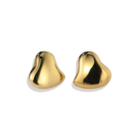 Polished Sculptural Heart Earrings