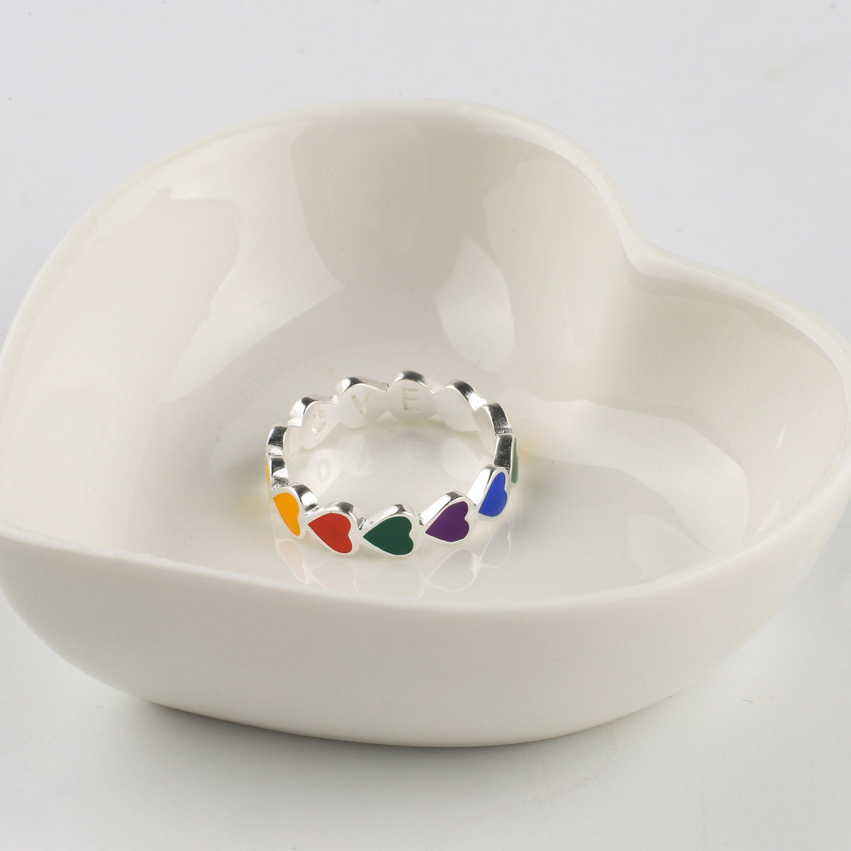 Rainbow Heart Band Ring