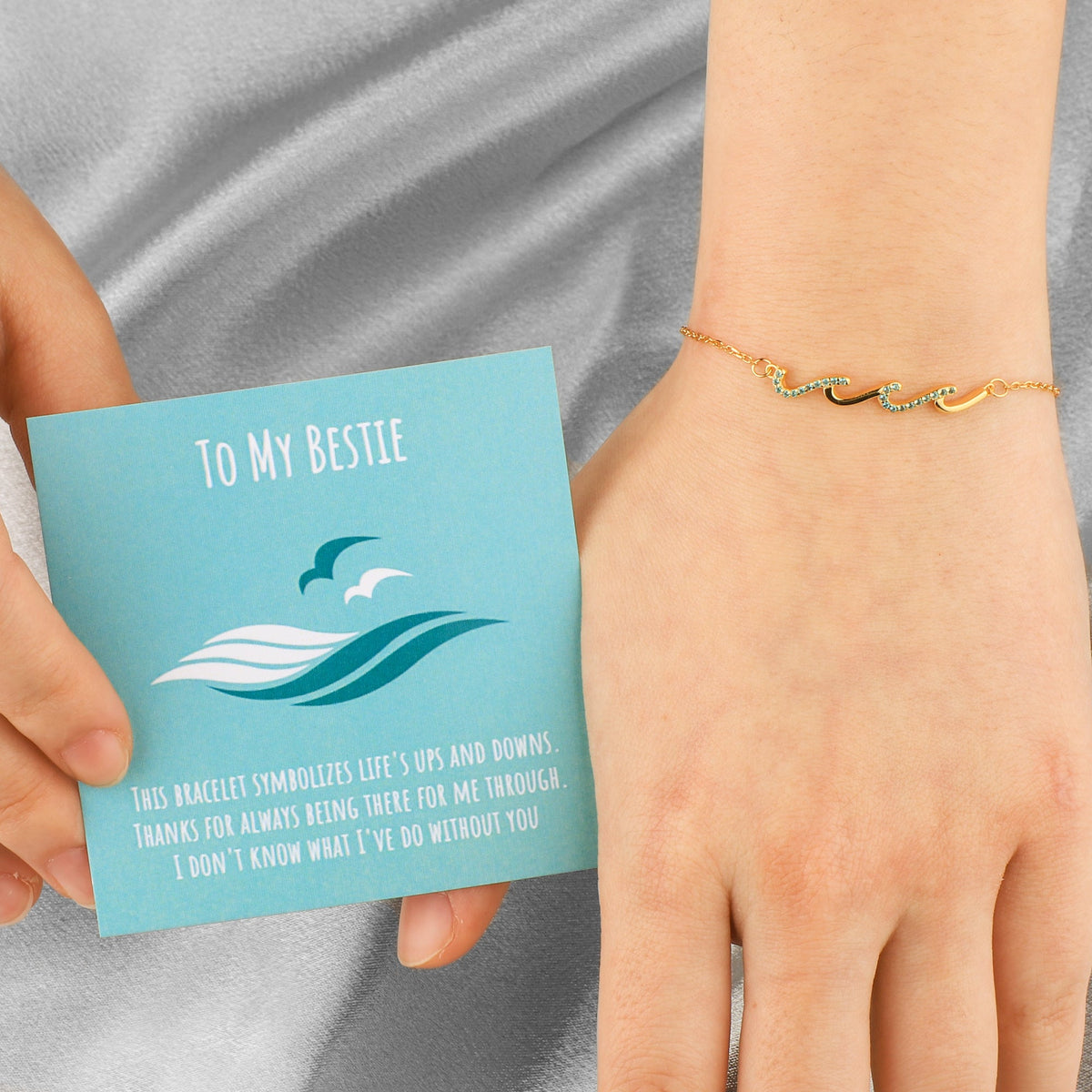 To My Bestie Dainty Triple Wave Friendship Bracelet