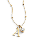Droplet Birthstone & Initial Necklace