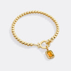 Mint Beaded Bracelet with Baguette Birthstone Charm