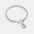 Mint Beaded Bracelet with Baguette Birthstone Charm