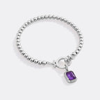 Mint Beaded Bracelet with Baguette Birthstone Charm