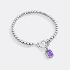 Mint Beaded Bracelet with Baguette Birthstone Charm