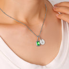 Baguette Birthstone & Initial Necklace