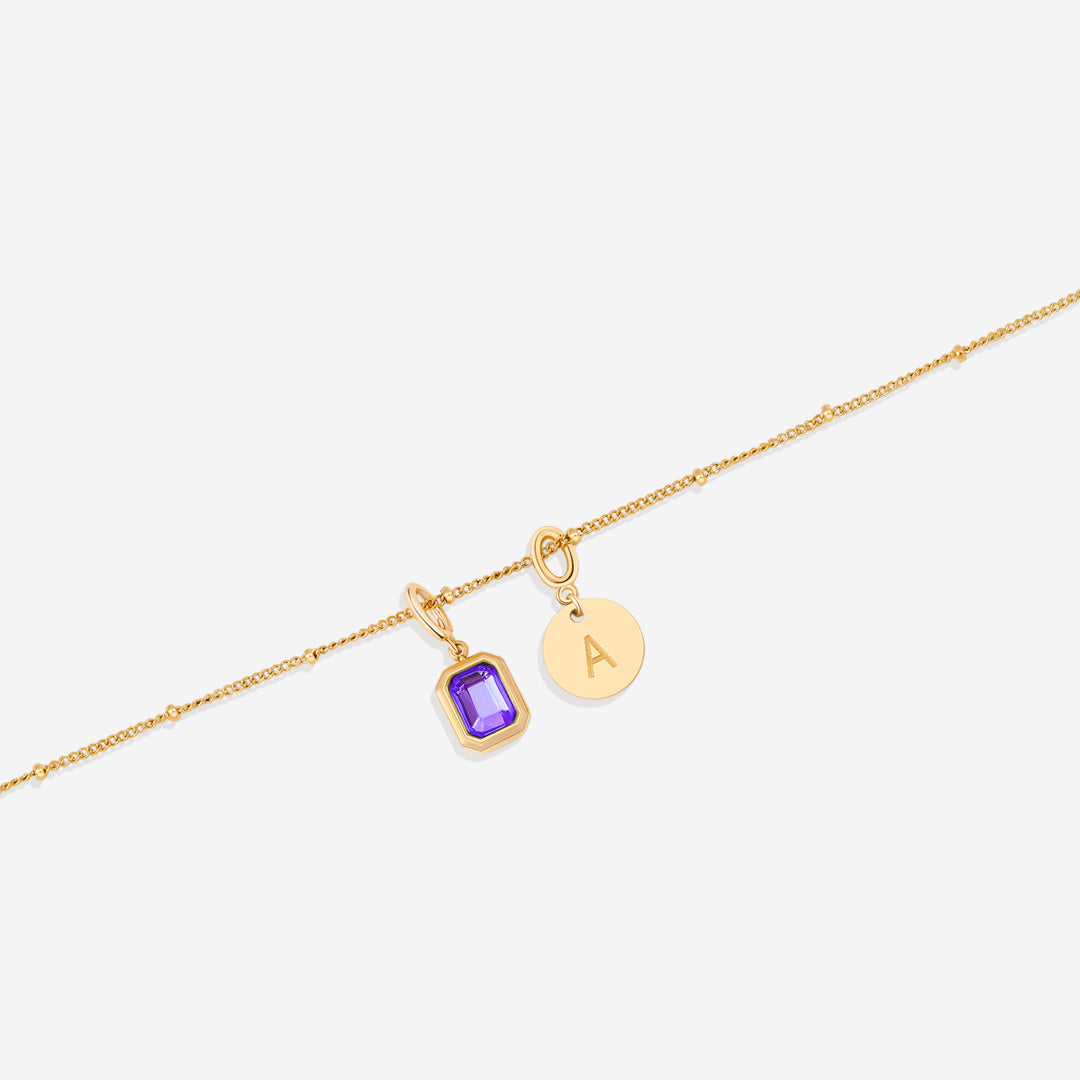 Baguette Birthstone & Initial Necklace