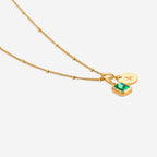 Baguette Birthstone & Initial Necklace