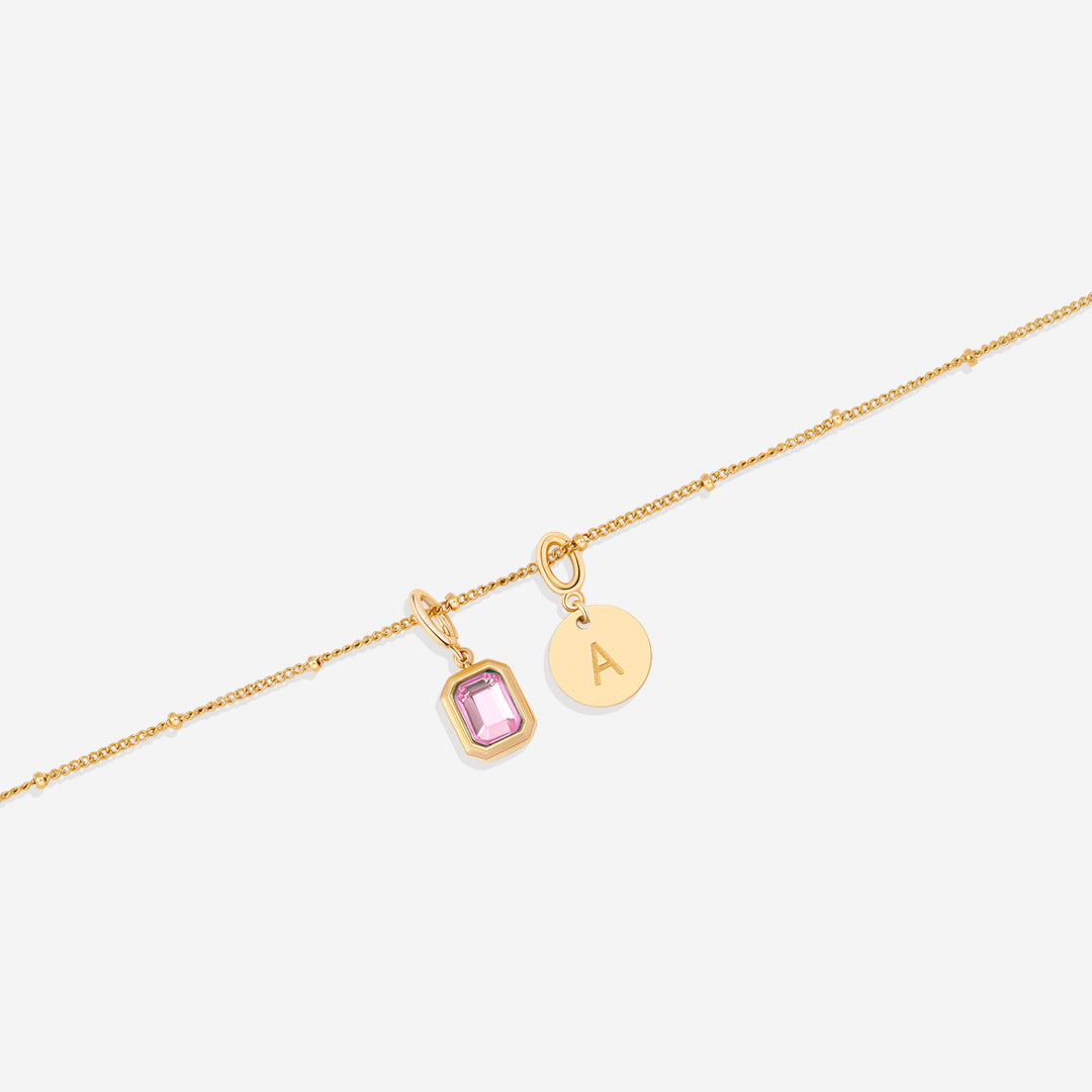 Baguette Birthstone & Initial Necklace