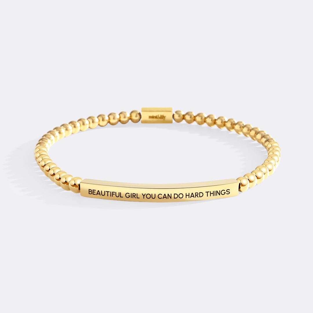 Beautiful Girl You Can Do Hard Things Beaded Inspire Bracelet
