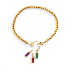 Mint Beaded Birthstone Charm Bracelet