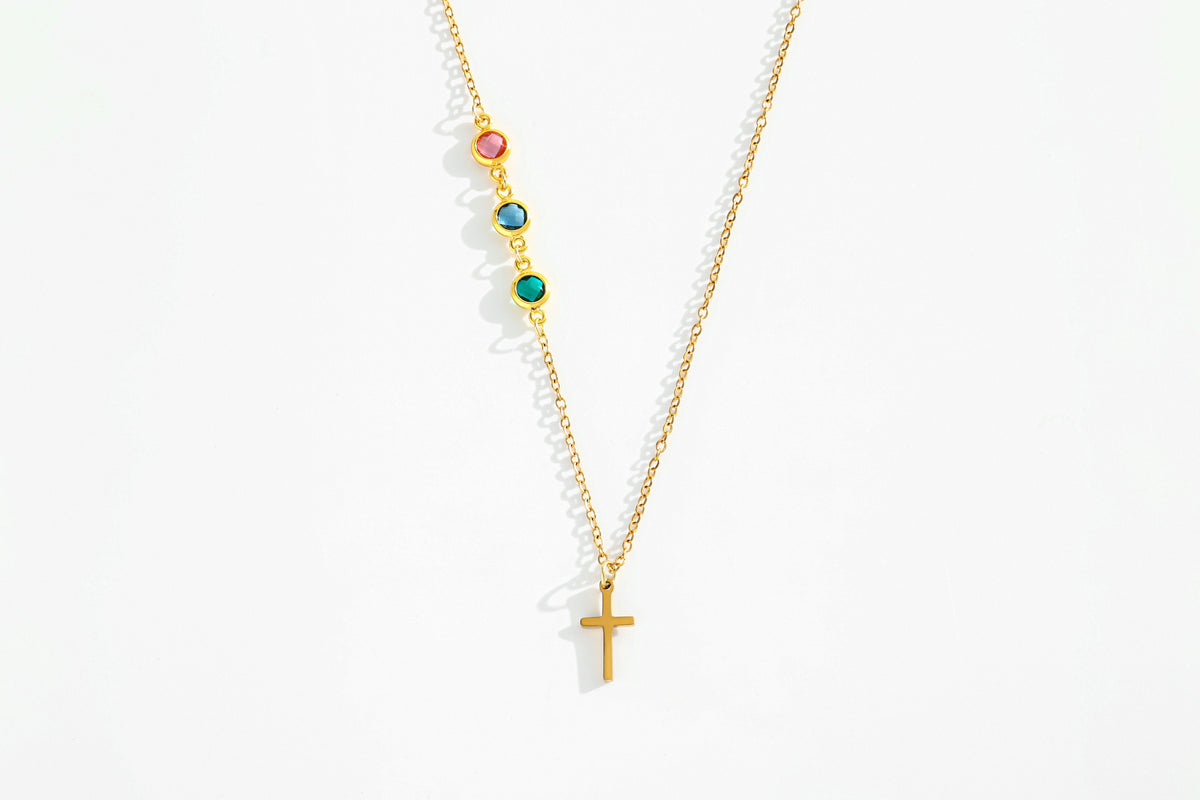 Birthstone Cross Necklace