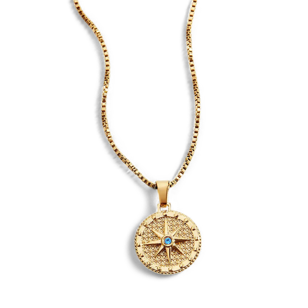 Birthstone Compass Pendant Necklace