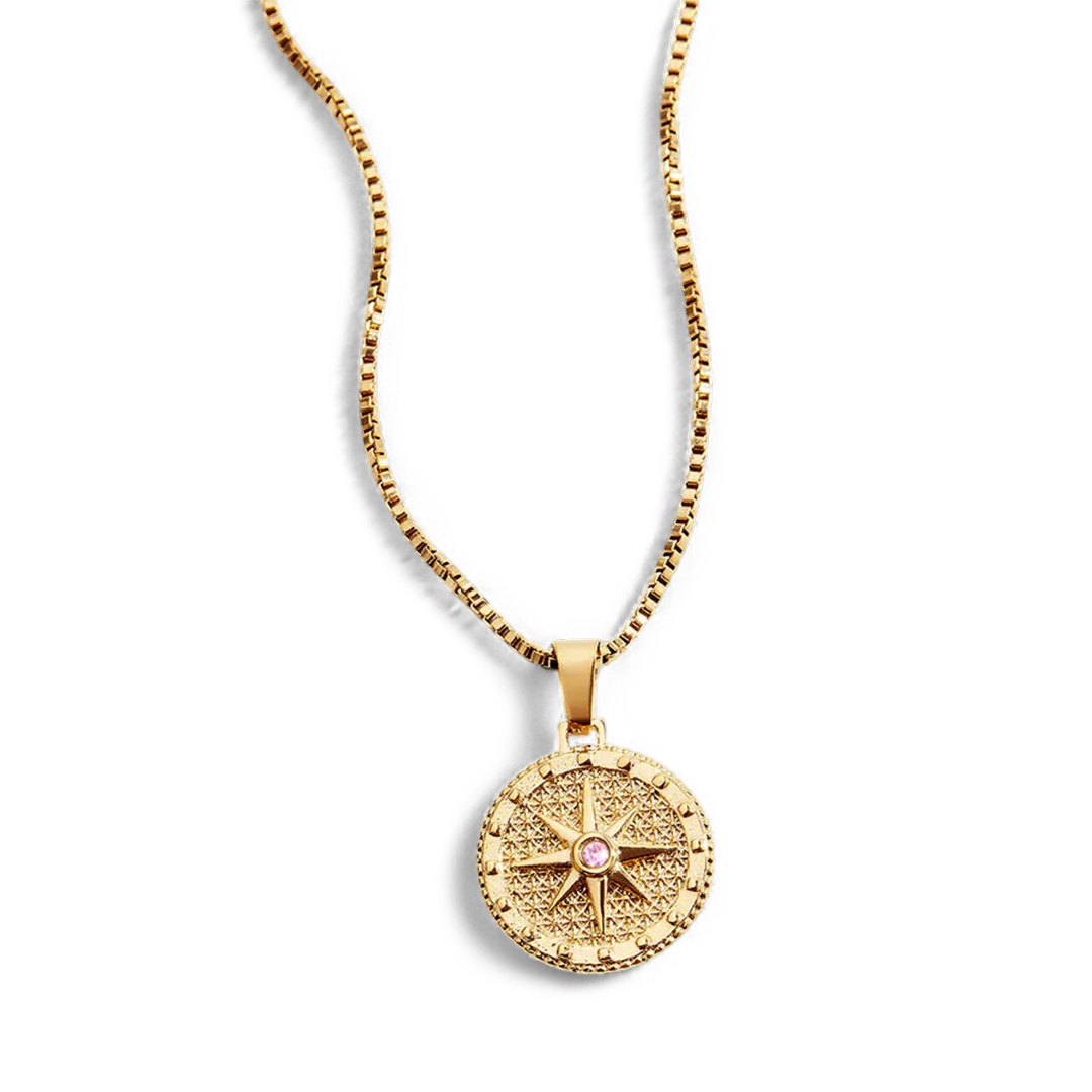 Birthstone Compass Pendant Necklace
