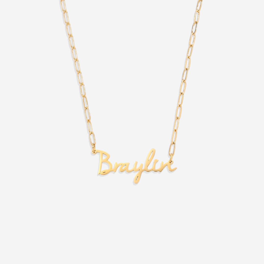 Fairy Name Necklace with Paperclip Chain