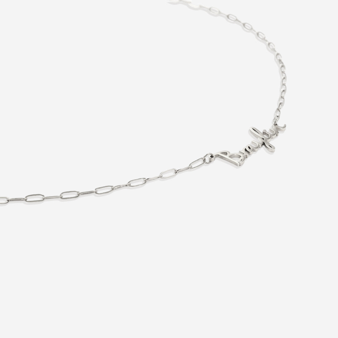 Fairy Name Necklace with Paperclip Chain