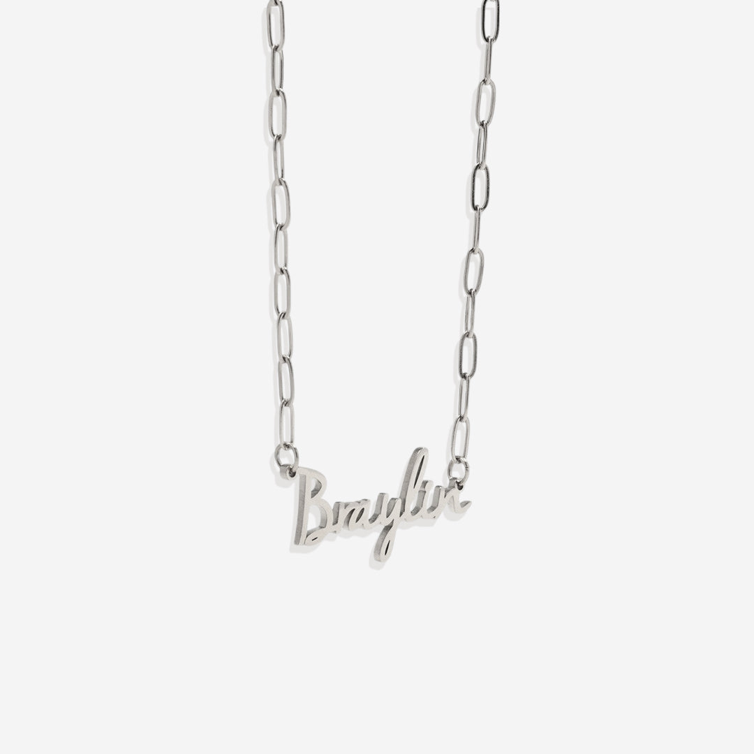 Fairy Name Necklace with Paperclip Chain