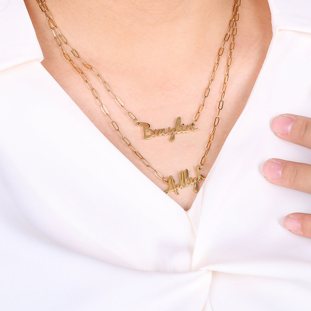 Fairy Name Necklace with Paperclip Chain