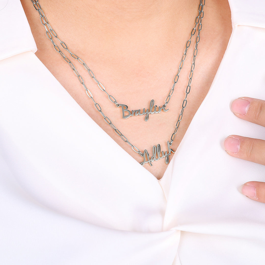 Fairy Name Necklace with Paperclip Chain