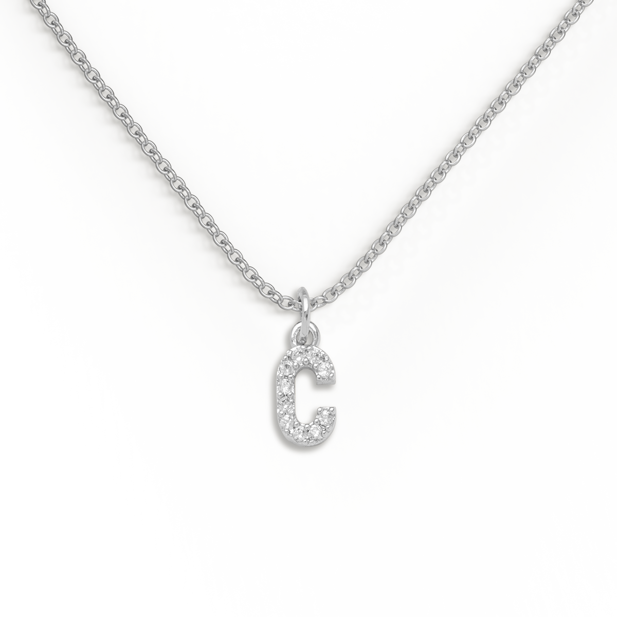 Pavé Uppercase Initial Necklace