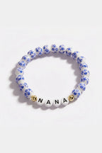Blue Porcelain Floral Beaded Bracelet for Mom & Grandma