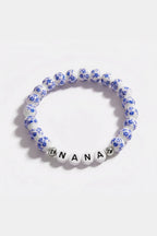 Blue Porcelain Floral Beaded Bracelet for Mom & Grandma