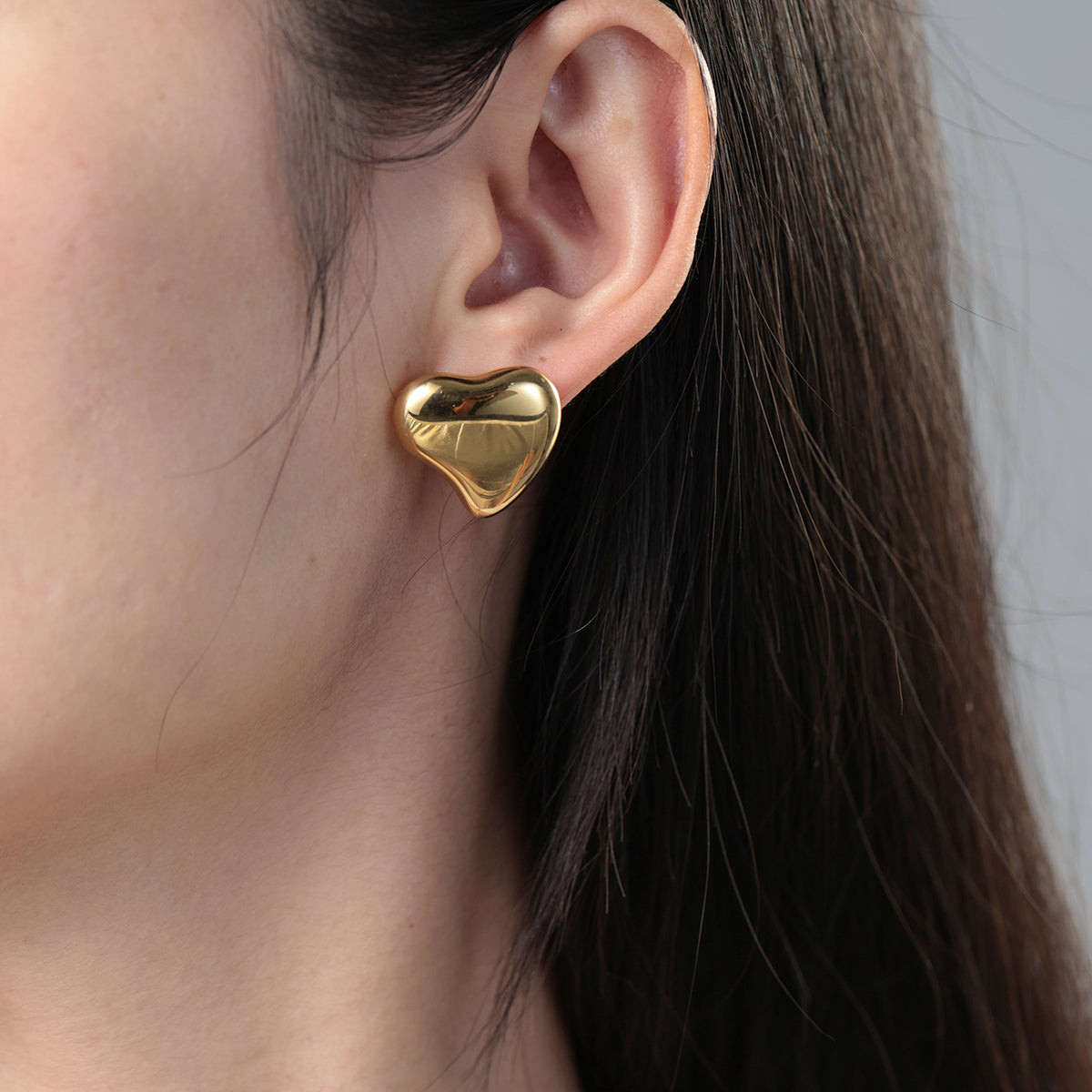 Polished Sculptural Heart Earrings