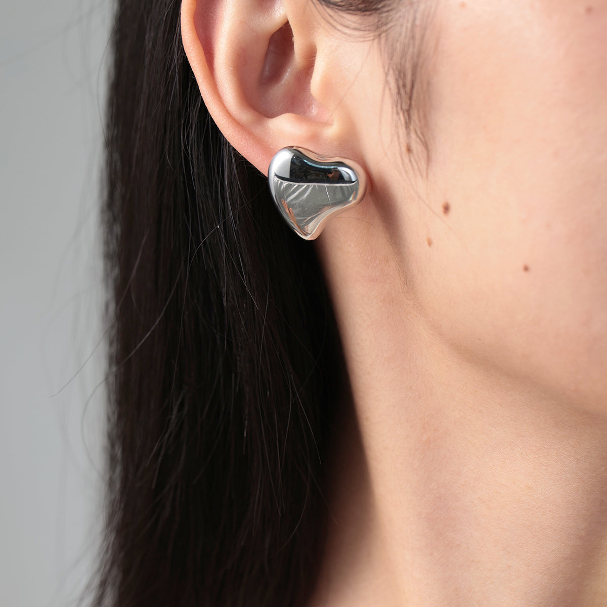 Polished Sculptural Heart Earrings