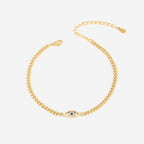 Dainty Cuban Link Chain Evil Eye Bracelet